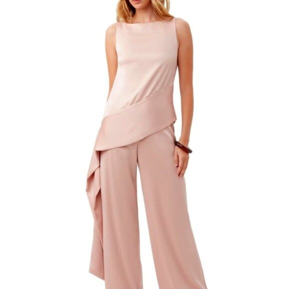 Trina Turk 'Makay' Sleeveless Draped-Side Satin Top, Flawless Beige - Picture 1 of 2